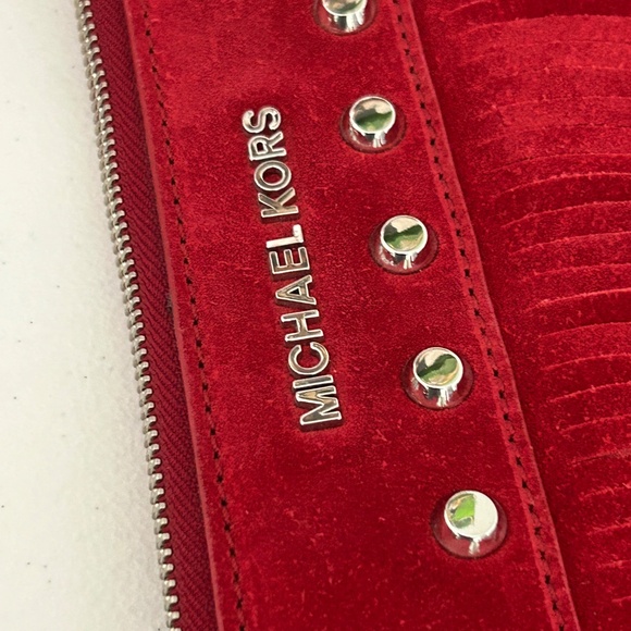Michael Kors Bespoke Red Suede Fringed Crossbody Bag NWOT - Picture 5 of 13